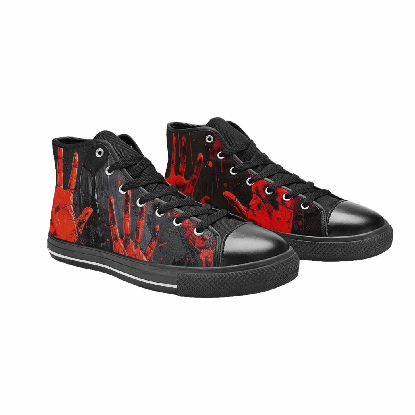 MEN'S Halloween Splatter Handprint High Top Canvas Wallpaper Art Custom Shoes