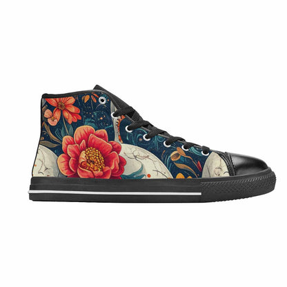 WOMEN'S Marble Skull High Top Canvas Wallpaper Art Custom Shoes