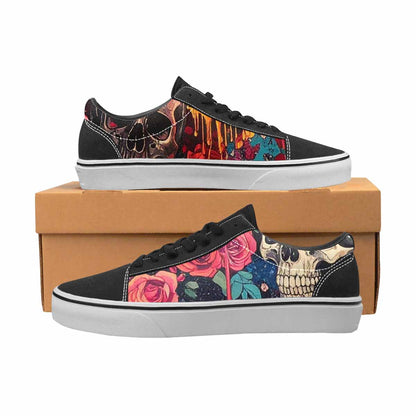 WOMEN'S Skulls Roses Skulls Roses Lace-Up Canvas Dark Academia Sneakers
