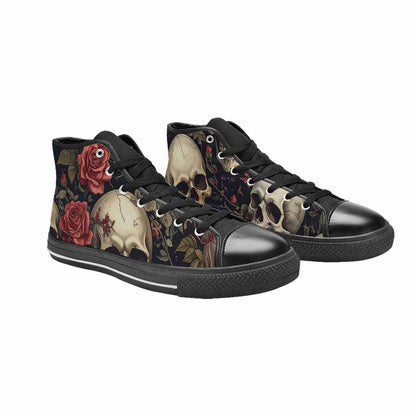 MEN'S Skulls - Roses High Top Canvas Neon Fantasy Custom Shoes