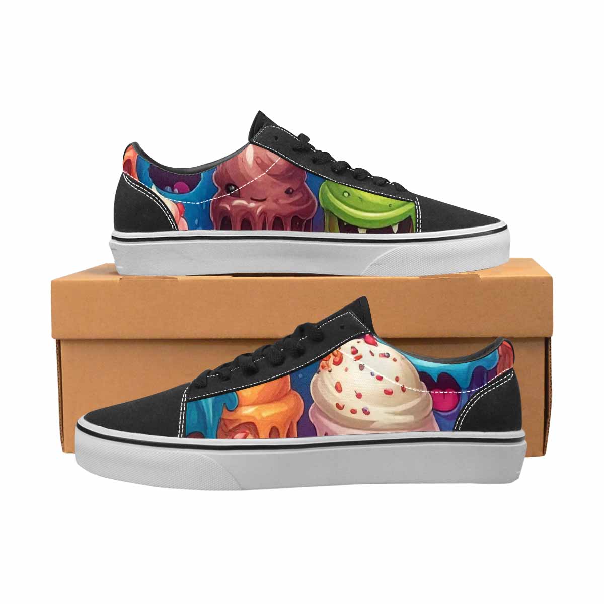 WOMEN'S Melting Ice Cream Monster Lace-Up Canvas Surreal Shoes