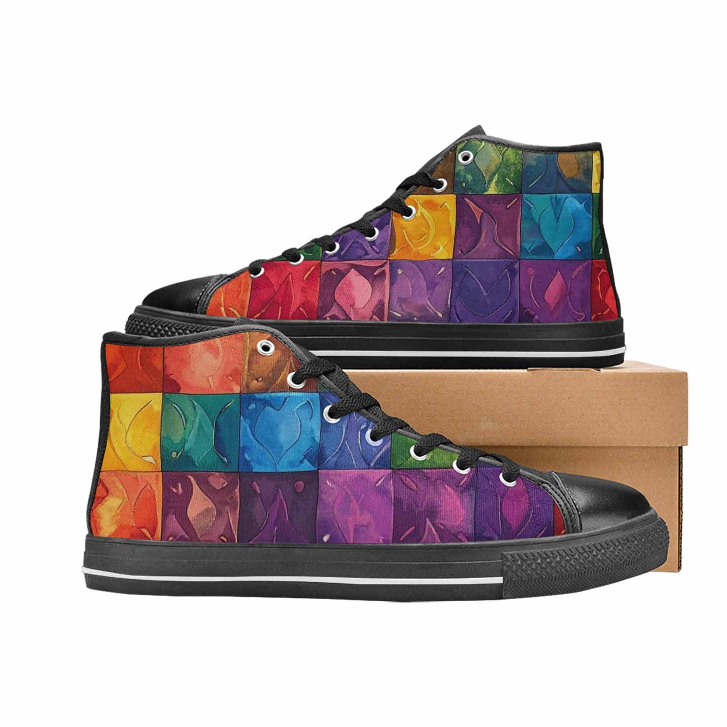 MEN'S Rainbow Pride Flag High Top Canvas Y2K Sneakers