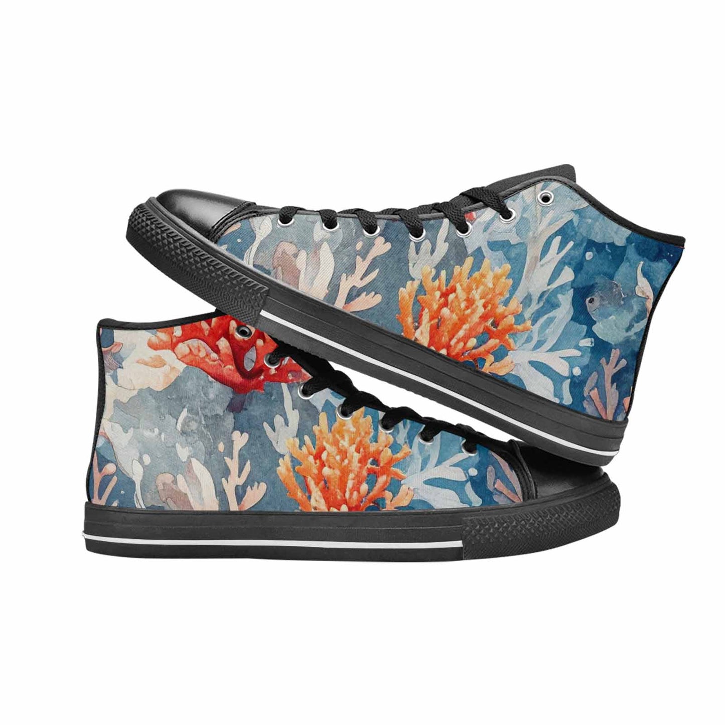 MEN'S Fish Scale Coral High Top Canvas Aesthetic Custom Shoes