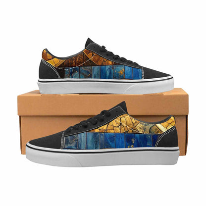 WOMEN'S Klimt-Style Gold Leaf Canvas Lace-Up Wallpaper Art Custom Sneakers