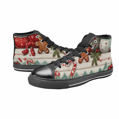 MEN'S Christmas Holly Snowflake High Top Canvas Dark Academia Sneakers