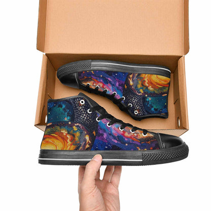 MEN'S Galaxy Snake Print High Top Canvas Wallpaper Art Sneakers