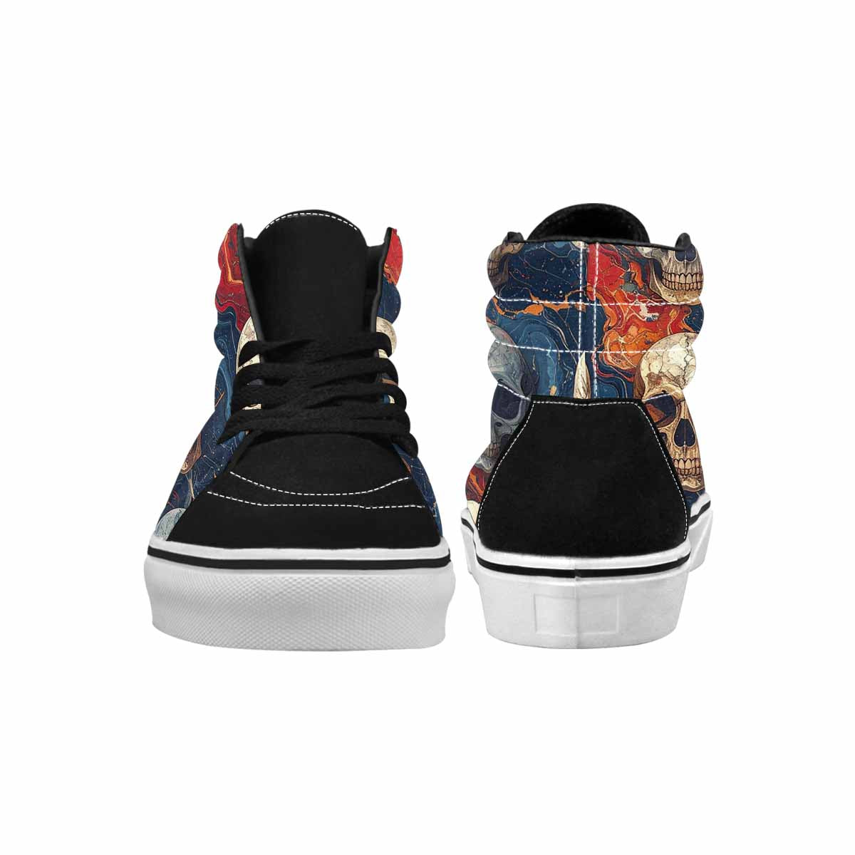 WOMEN'S Marble Skull High Top Canvas Wallpaper Art Custom Sneakers