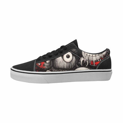 MEN'S Monsters Black & Red Ink Canvas One Of A Kind Dreamcore Original Art Sneakers