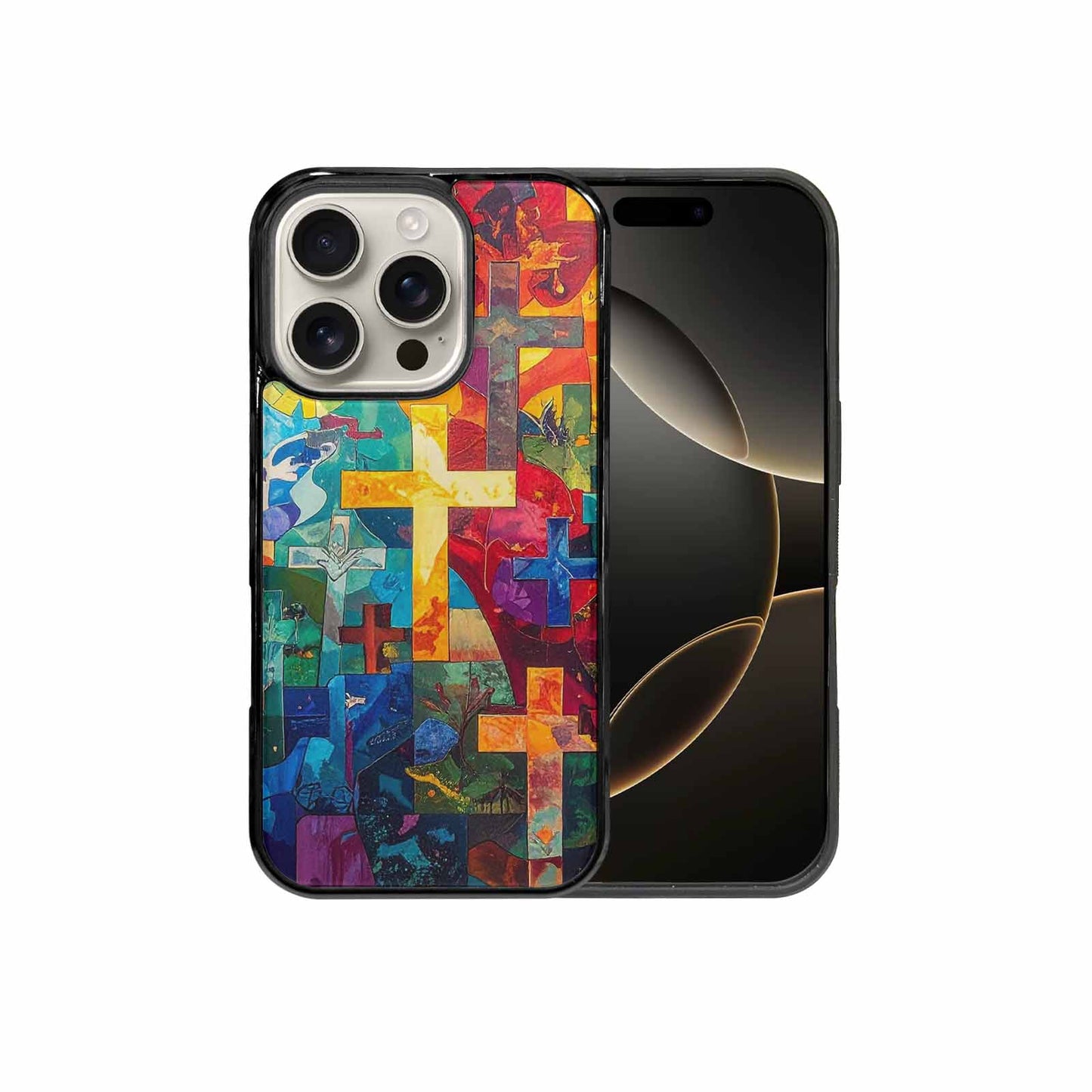 iPhone 16 Pro Case — Faith Cross And Faith Icons Pattern, Original Design Phone Case