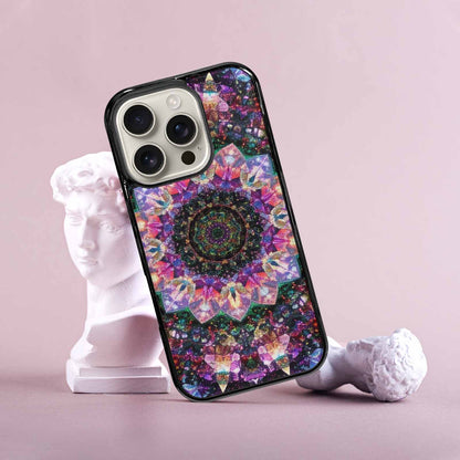 iPhone 16 Pro Case — Crystal Mandala Art Seamless Pattern Vibrant, Custom Print Case Cover