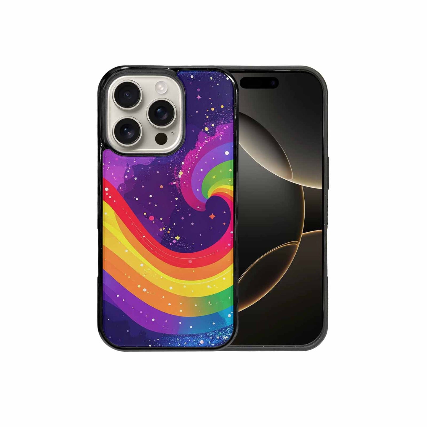 iPhone 16 Pro Case — Rainbow Pride Galaxy, Custom Printed Phone Case