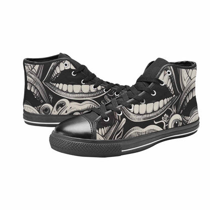 MEN'S Googly Cartoon Mouths High Top Canvas Vibrant Chaos Custom Sneakers