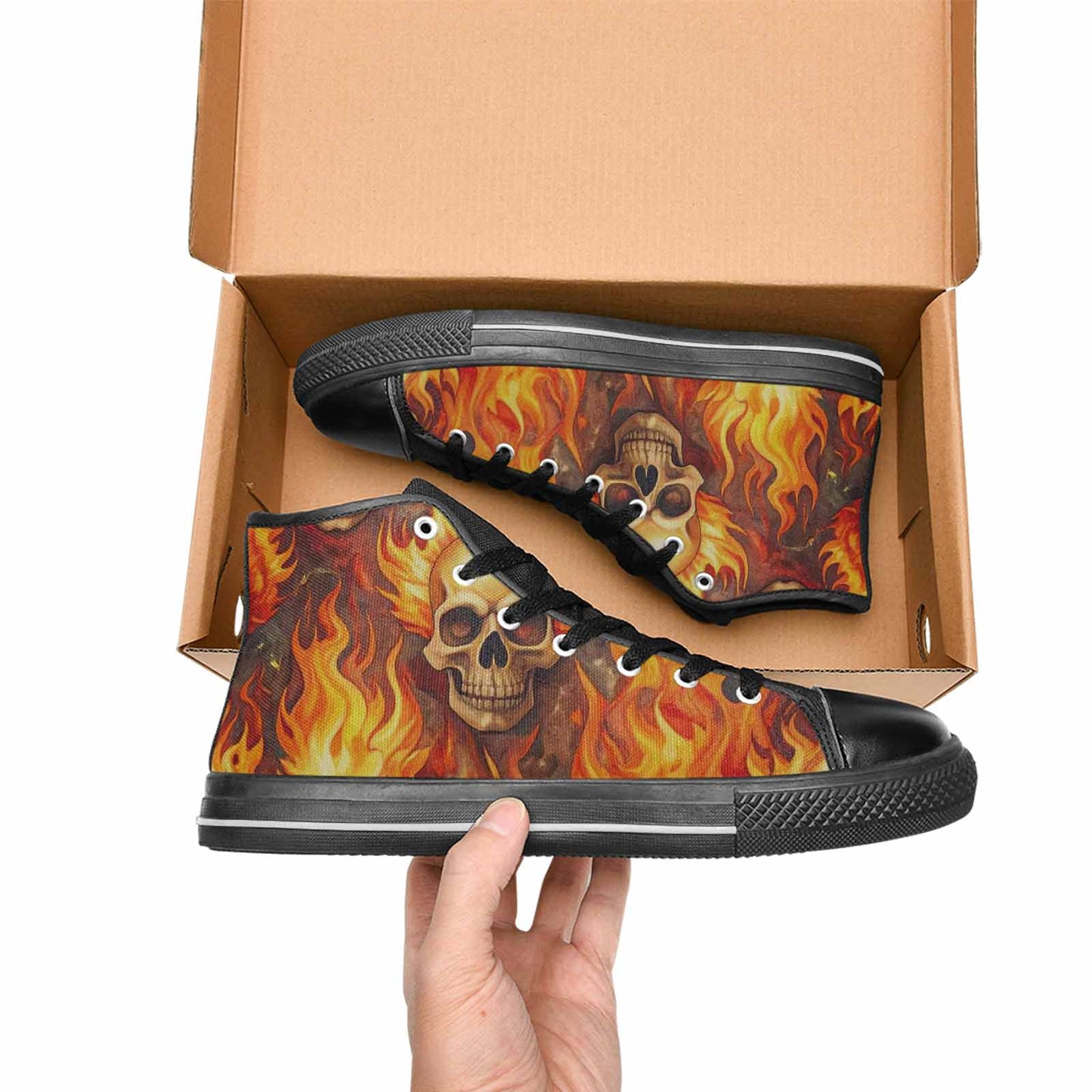 MEN'S Skulls - Flaming High Top Canvas Dreamcore Sneakers