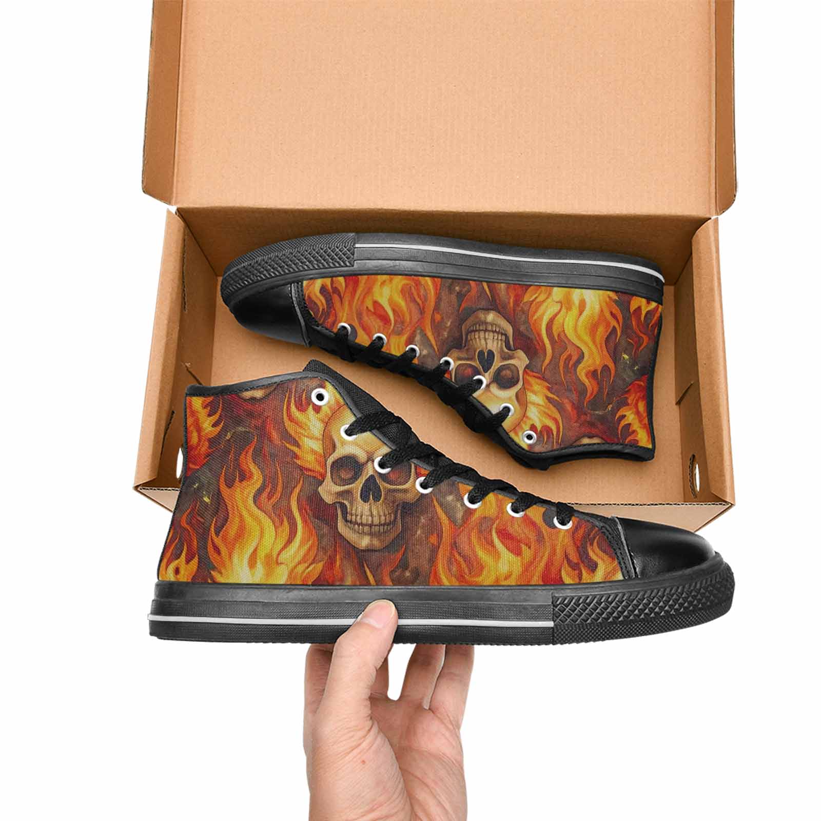 MEN'S Skulls - Flaming High Top Canvas Dreamcore Sneakers