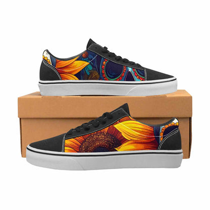 WOMEN'S Sunflower Skulls Print Canvas Lace-Up Dreamcore Shoes