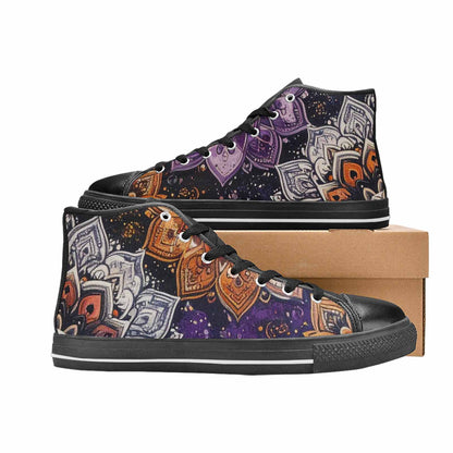 WOMEN'S Mandala High Top Canvas Neon Fantasy Custom Shoes