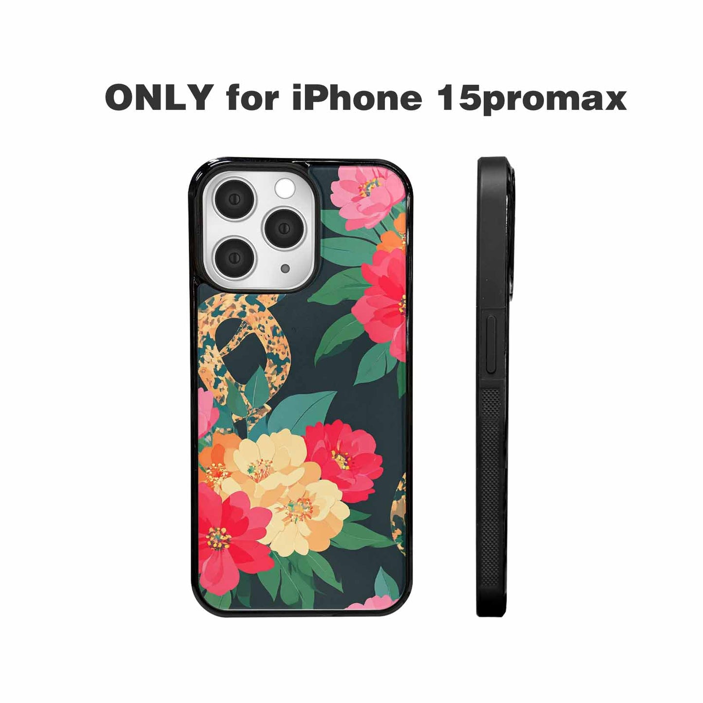 iPhone 15 Pro Max Case — Floral Snake Print, Custom Print Case Cover