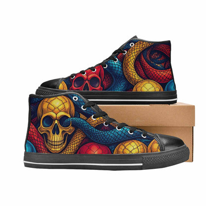 WOMEN'S Snake Skulls Print High Top Canvas Y2K Custom Sneakers