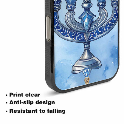 iPhone 15 Pro Max Case — Hanukkah Menorah Pattern Seamless Repeat Jewish, Custom Printed Phone Case