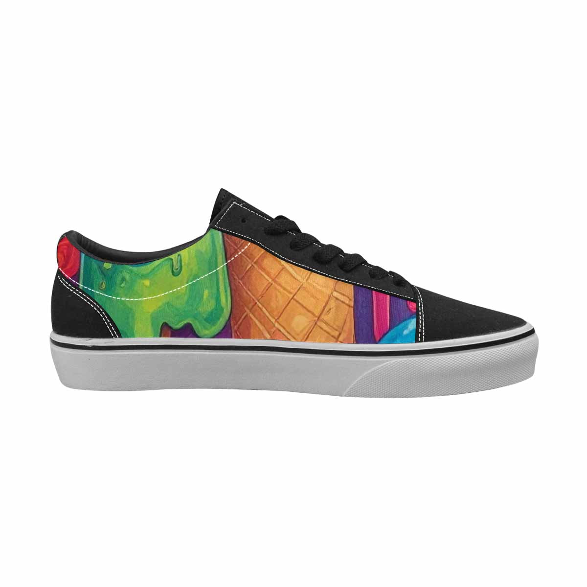 WOMEN'S Melting Ice Cream Monster Lace-Up Canvas Grunge Custom Shoes