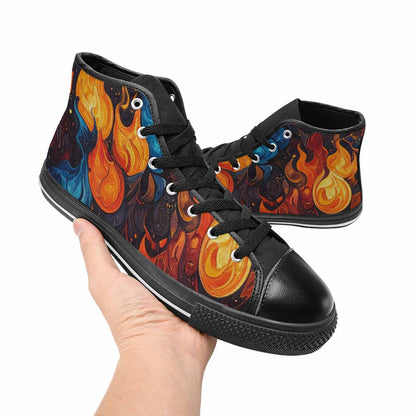 WOMEN'S Fire Flame High Top Canvas Cottagecore Custom Shoes