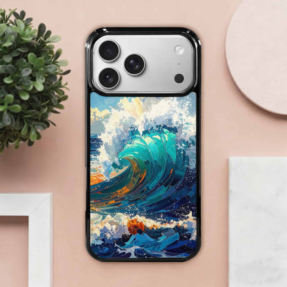 iPhone 17 Pro Max Case — Wave Crest Splash Wave Watercolor Abstract, Unique Phone Case Design