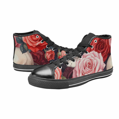 MEN'S Skulls Roses Soft Airbrush High Top Canvas Grunge Sneakers