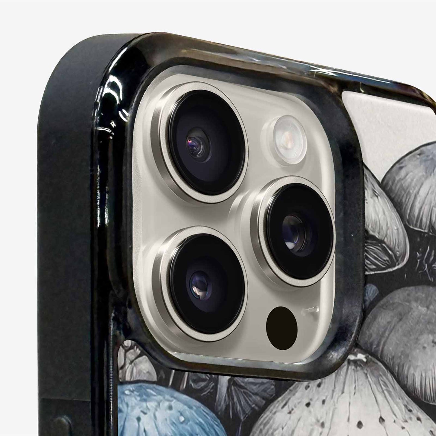 iPhone 16 Pro Max Case — Mushrooms General Black Blue Ink Mushrooms, Original Design Phone Case