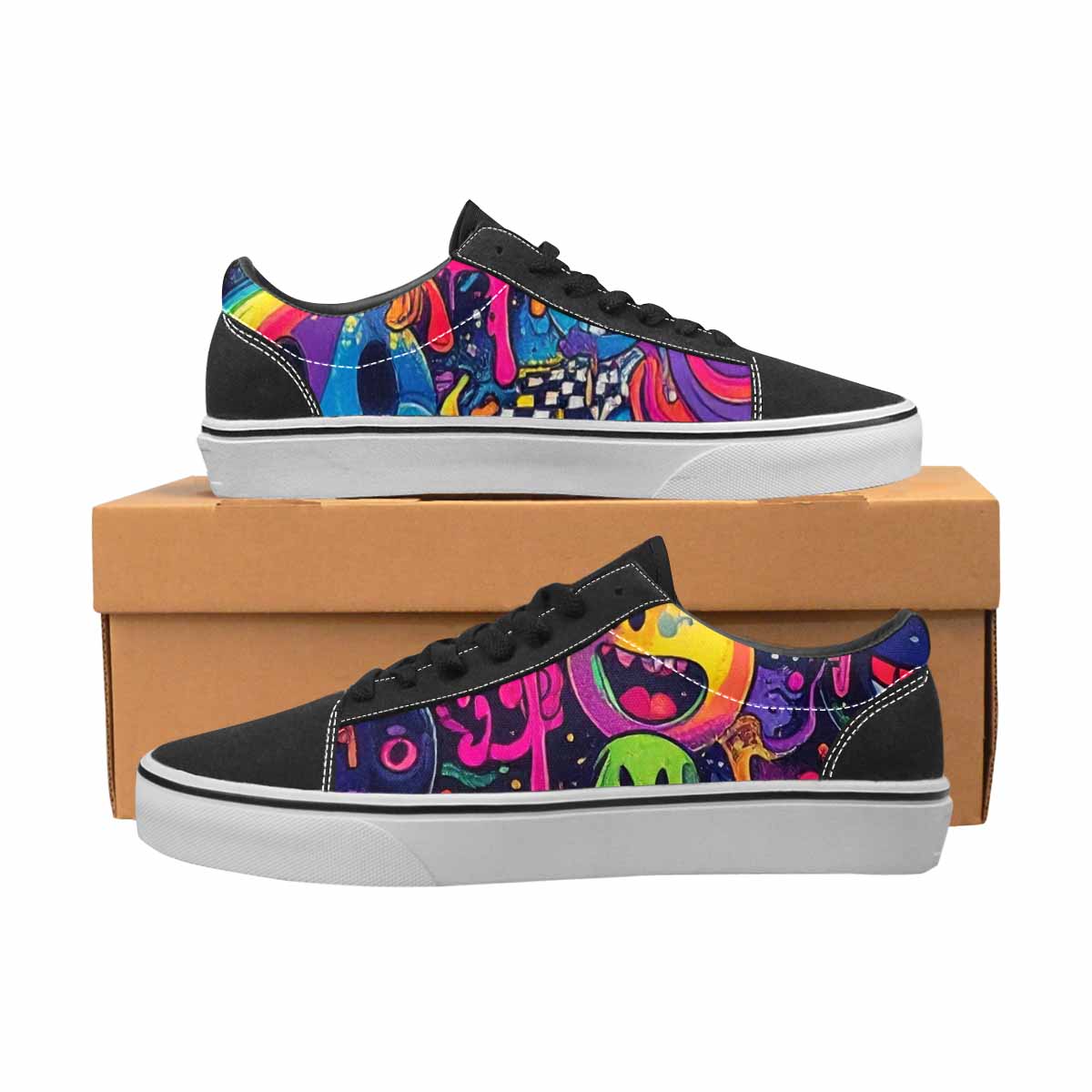MEN'S Yellow Smiley Face Canvas Lace-Up Aesthetic Shoes