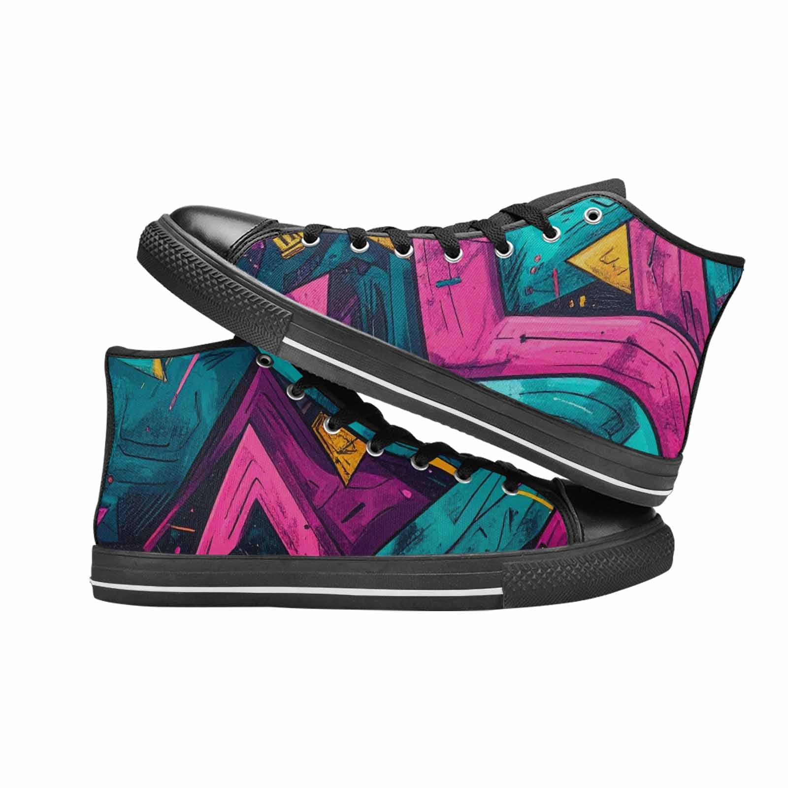 WOMEN'S 80S Retro Print High Top Canvas Wallpaper Art Custom Shoes