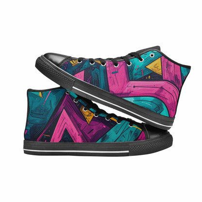 WOMEN'S 80S Retro Print High Top Canvas Wallpaper Art Custom Shoes