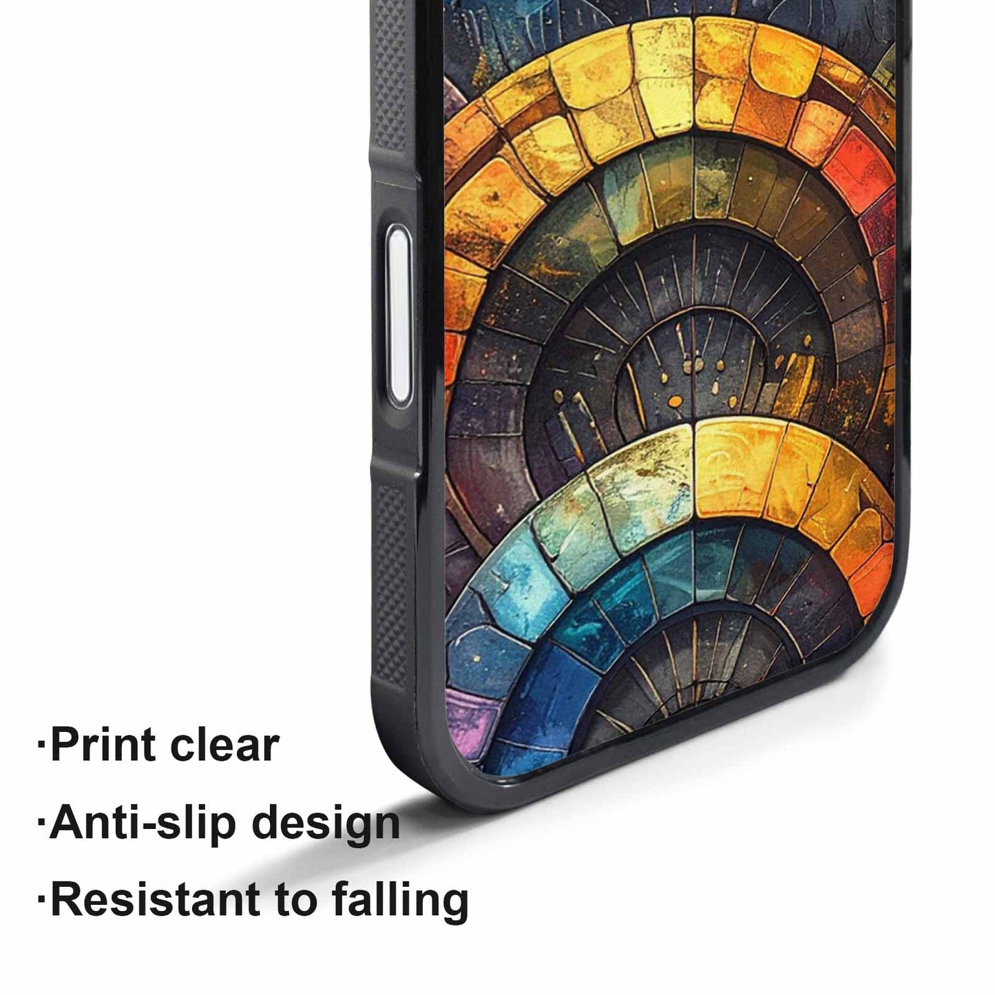 iPhone 17 Pro Case — Metallic Reptile Rainbow Arc Original Art, Unique Phone Case Design