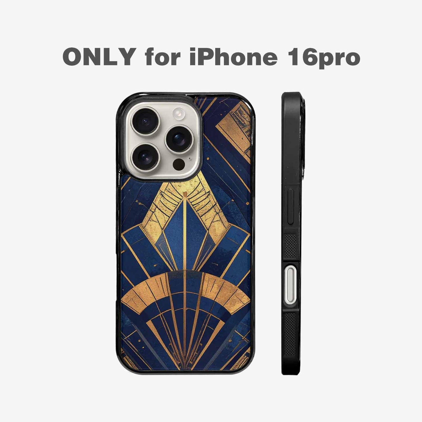 iPhone 16 Pro Case — Art Deco Illustration Pattern, Custom Printed Phone Case