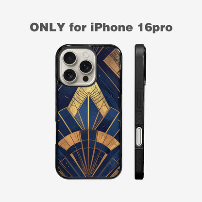 iPhone 16 Pro Case — Art Deco Illustration Pattern, Custom Printed Phone Case