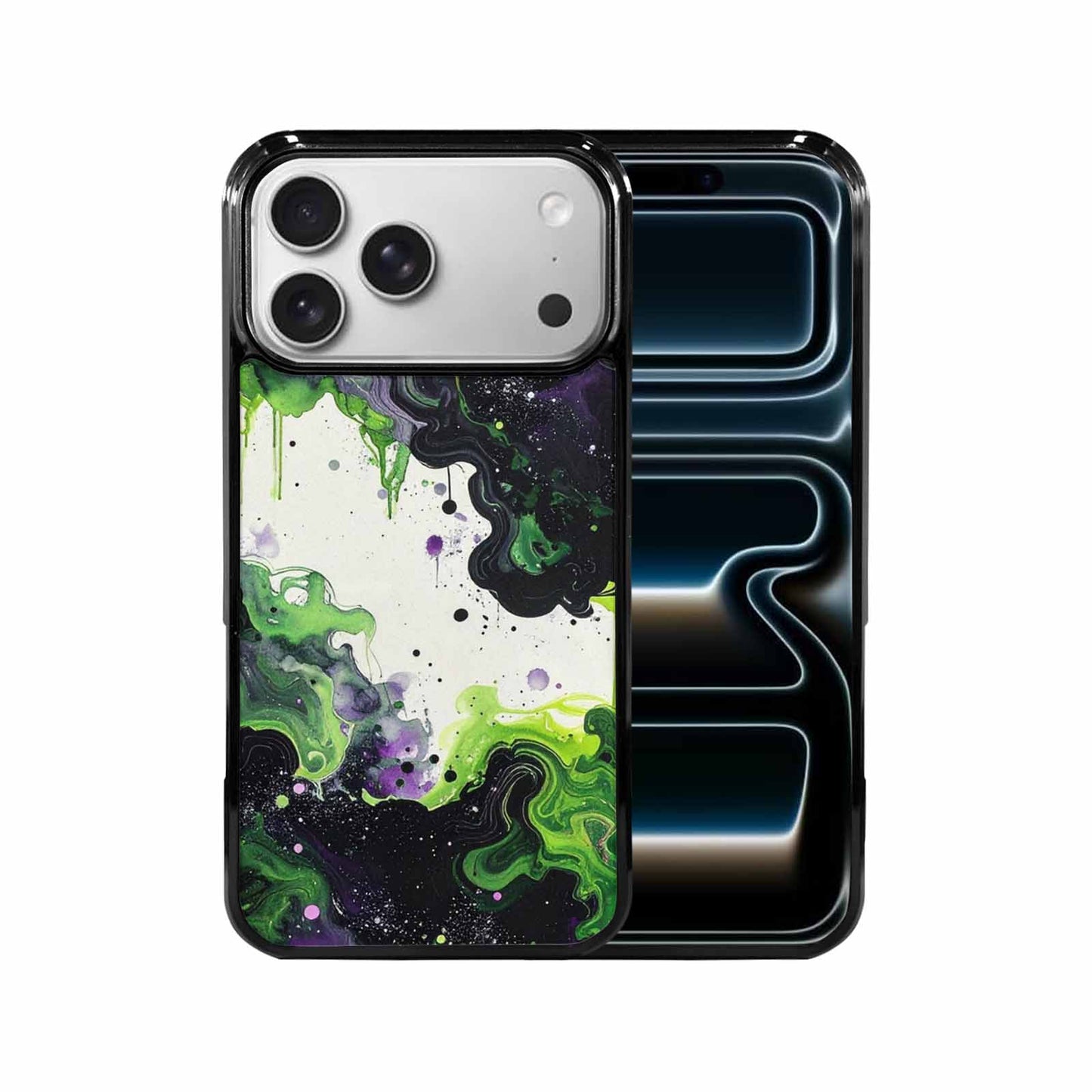 iPhone 17 Pro Max Case — Black &amp; Green Ink Galaxy Space, Custom Phone Case