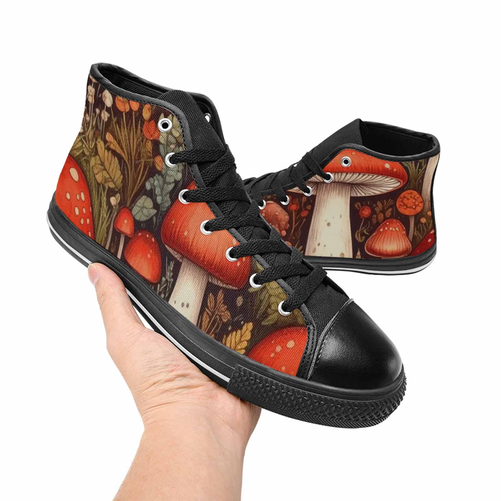 MEN'S Mushroom High Top Canvas Dark Academia Custom Sneakers