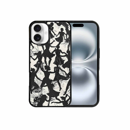 iPhone 16 Plus Case — Bold Dancing Figure Line Art Pattern, Custom Print Case Cover