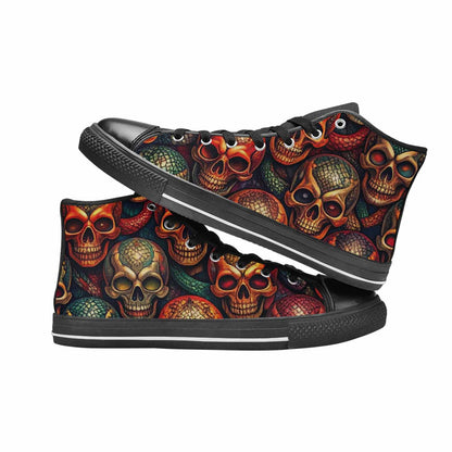 MEN'S Snake Skulls Print High Top Canvas Vivid Custom Shoes