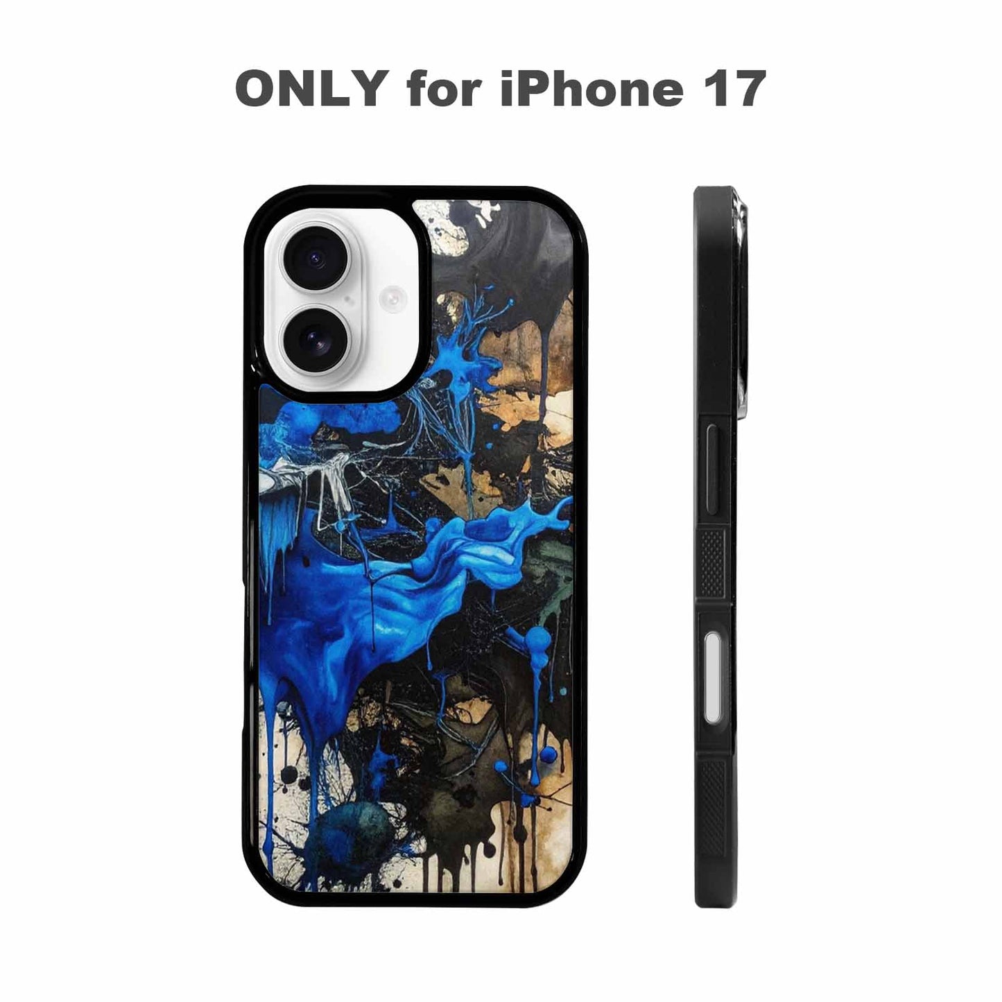 iPhone 17 Case — Black &amp; Blue Ink Camo, Custom Print Case Cover