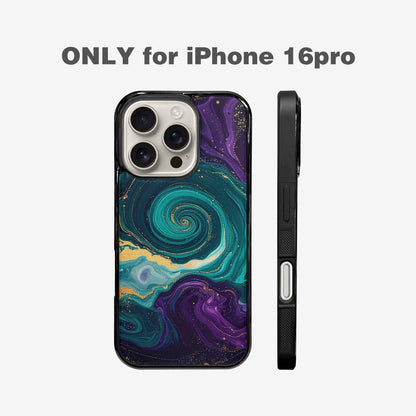 iPhone 16 Pro Case — Marbled Swirl Texture Blended With Galaxy, Customized Protective Case