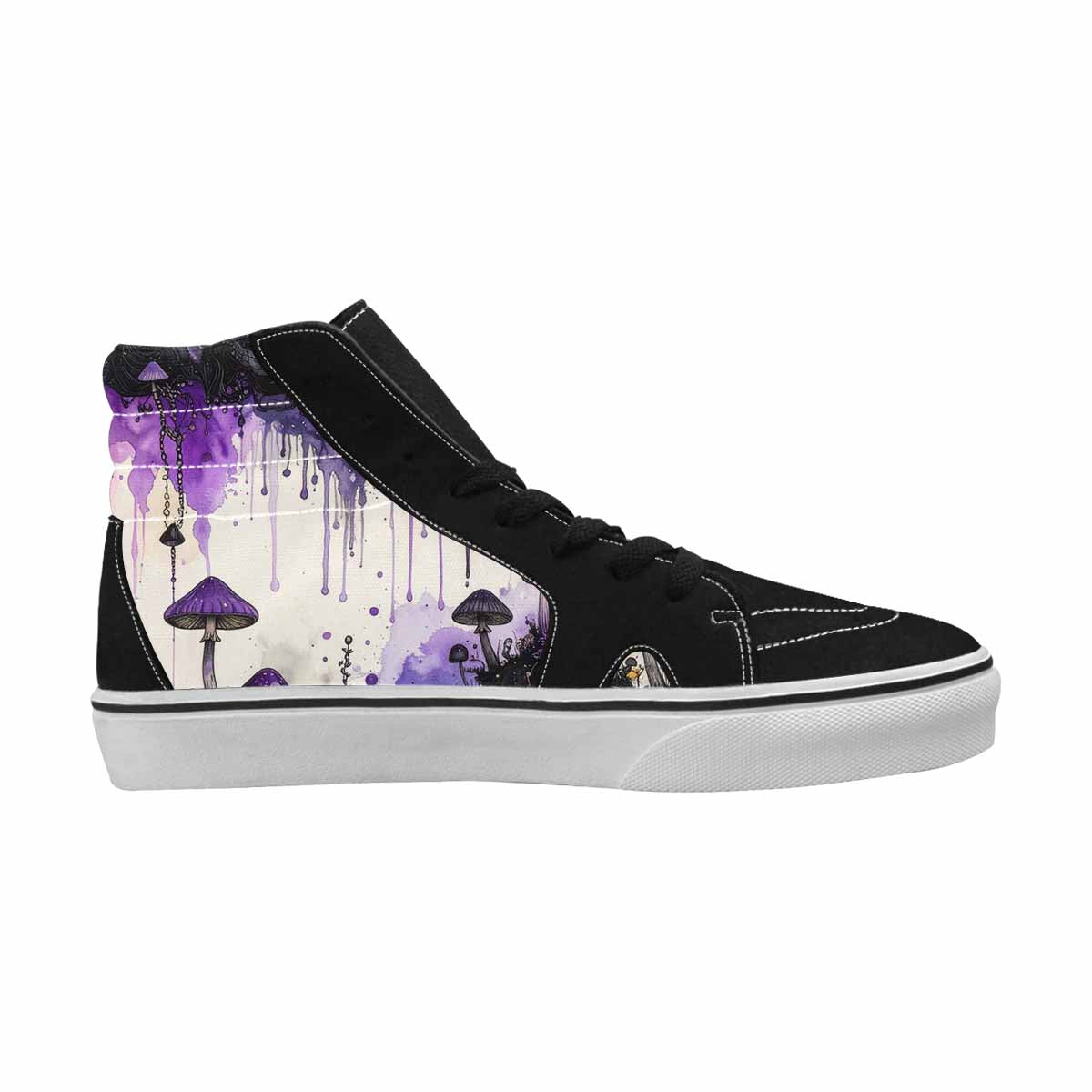 MEN'S Rainbow Drip Mushrooms High Top Canvas Kaleidoscope Custom Sneakers