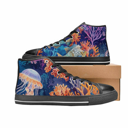 WOMEN'S Fish Scale Coral High Top Canvas Grunge Sneakers