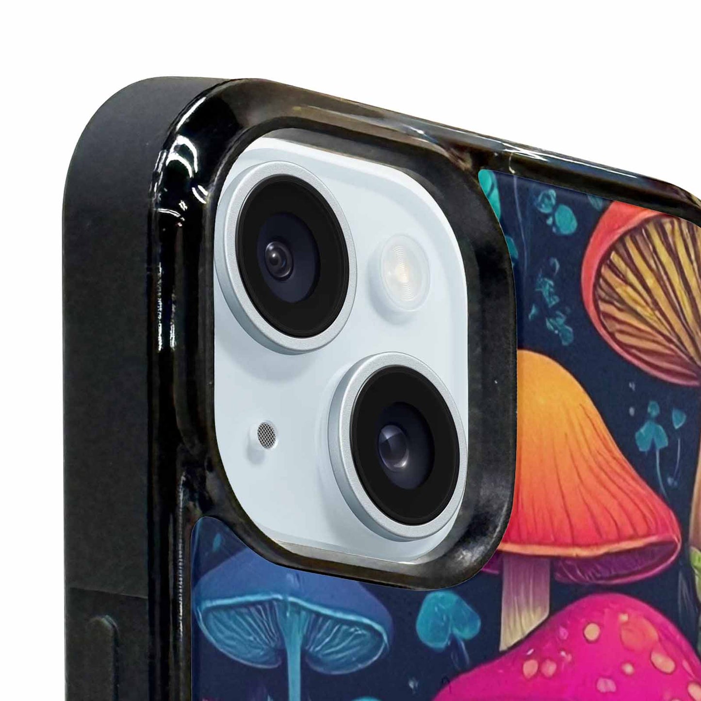 iPhone 15 Plus Case — Mushroom Psychedelic Art Seamless Pattern Vibrant, Custom Phone Case
