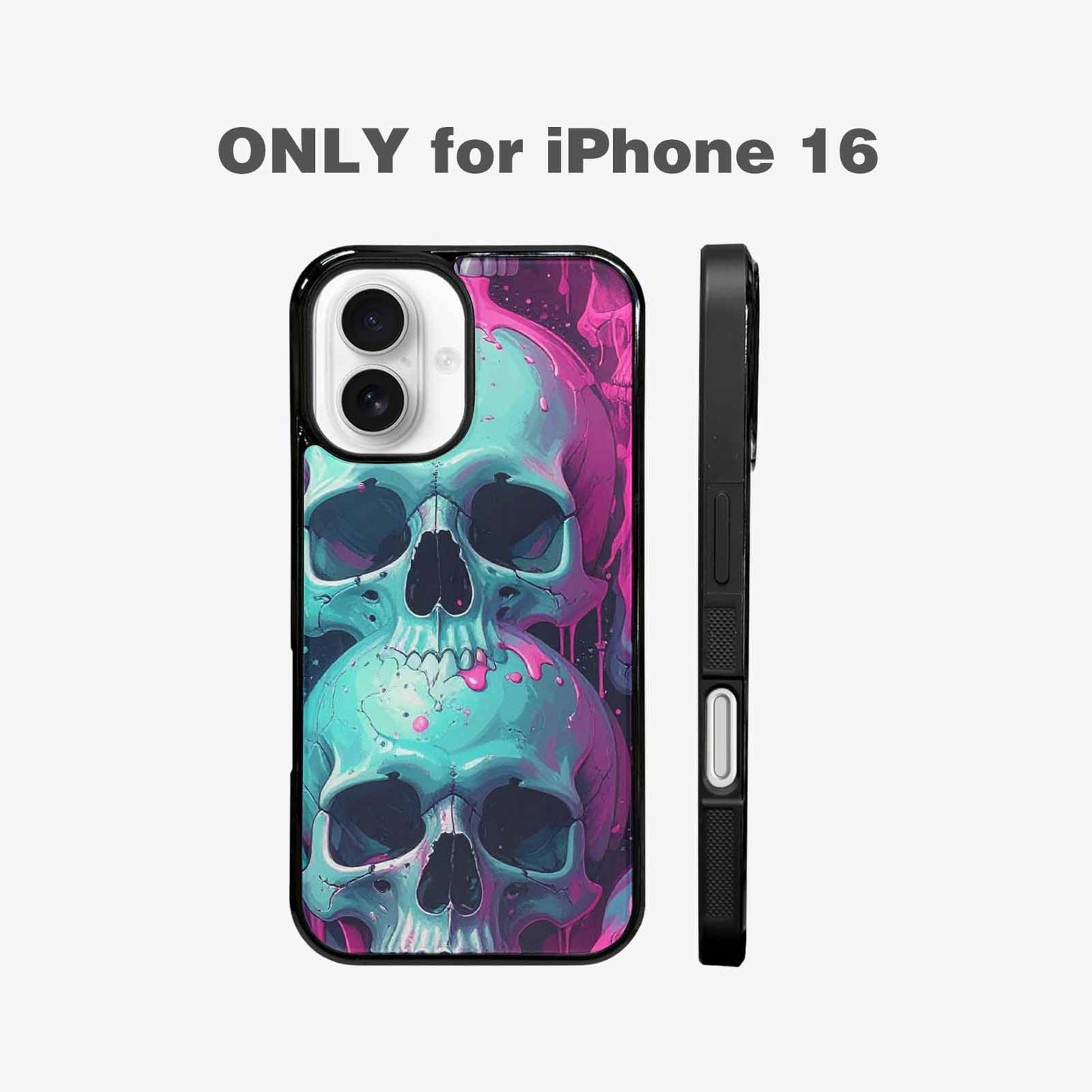 iPhone 16 Case — 1000\'s Of Skulls Overlapping Each Other, Customized Protective Case