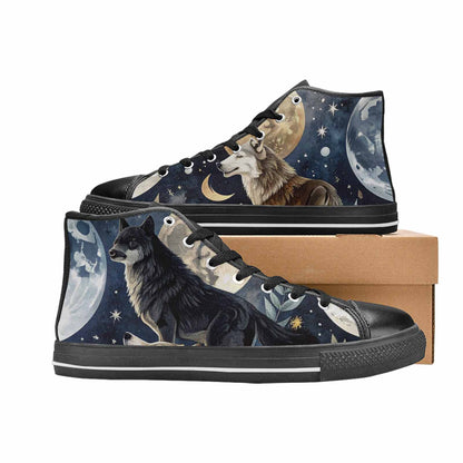 MEN'S Wolf Silhouette Moon High Top Canvas Vivid Shoes