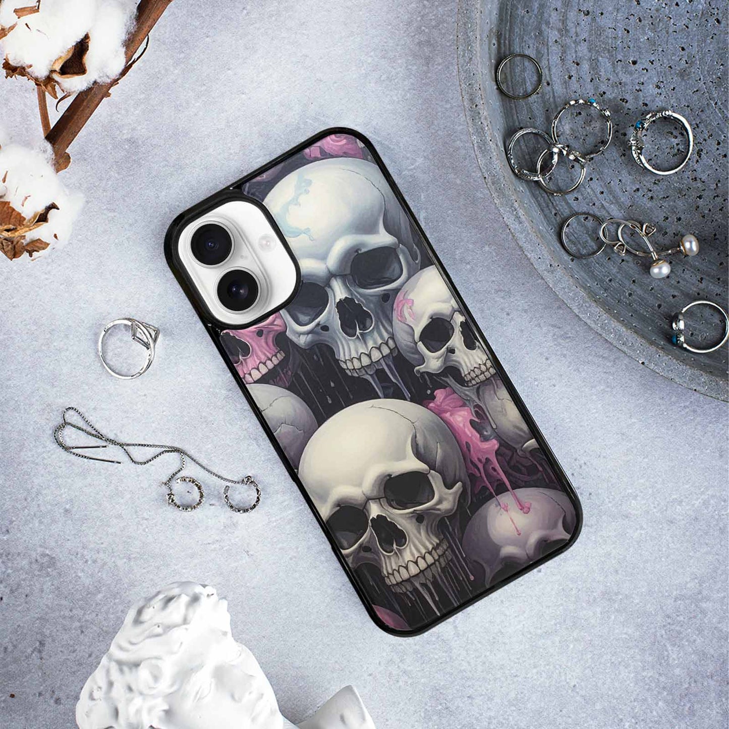 iPhone 16 Plus Case — Dark Black And White Color Tone, Personalized Phone Case