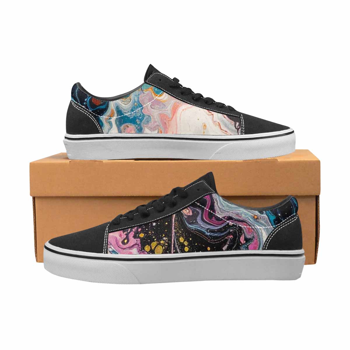 WOMEN'S Aliens  Marble Aliens Lace-Up Canvas Grunge Custom Shoes
