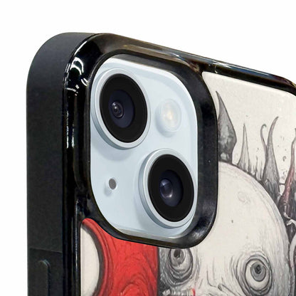 iPhone 15 Plus Case — Multi Eye Monster Black Red Ink, Custom Phone Case