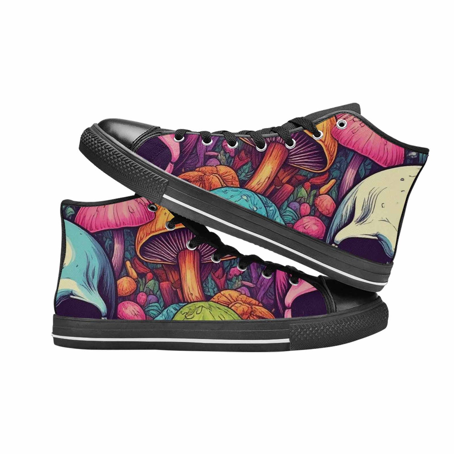 MEN'S Mushroom Skull High Top Canvas Wallpaper Art Custom Shoes