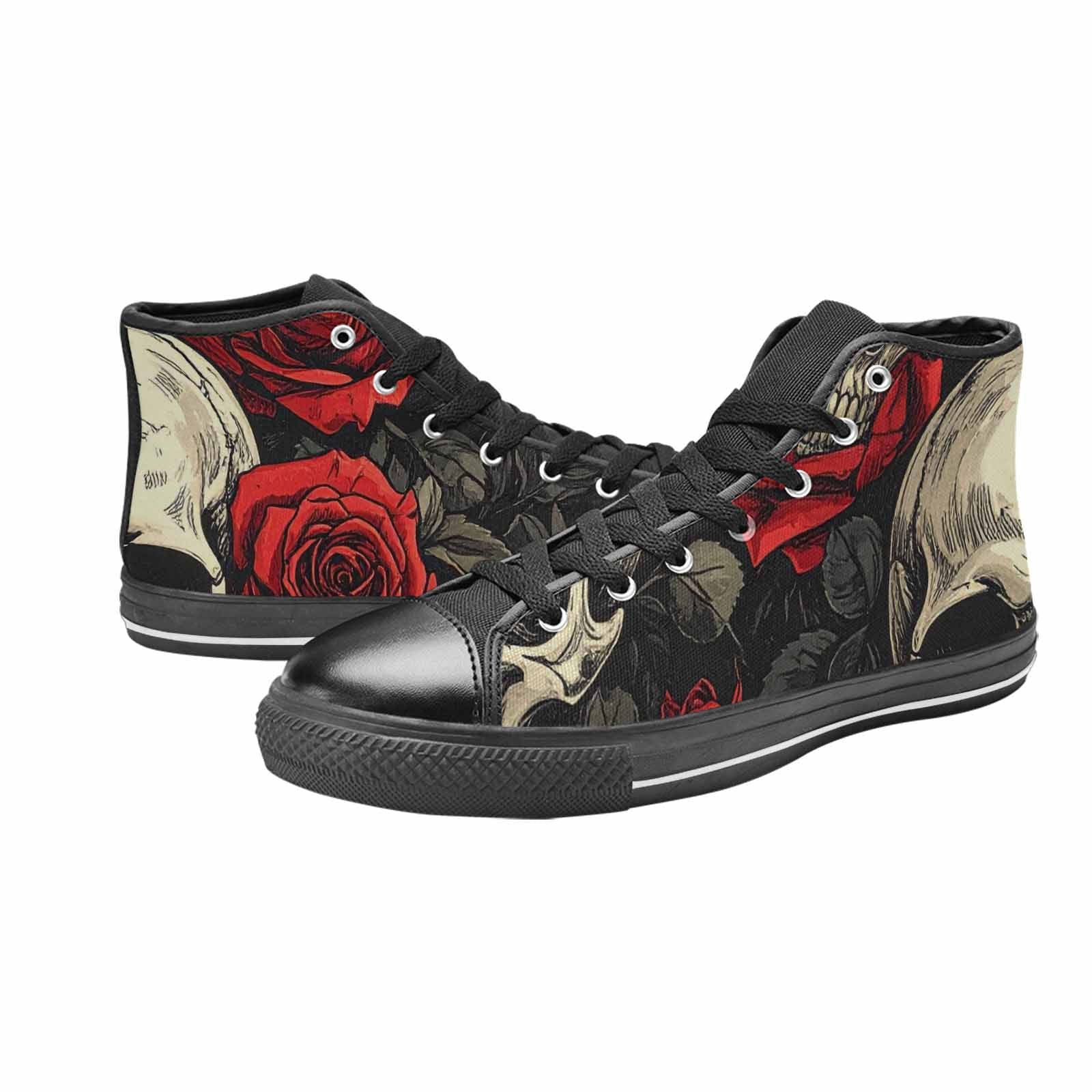 MEN'S Skulls Roses Bold Pen Ink High Top Canvas Dreamcore Sneakers